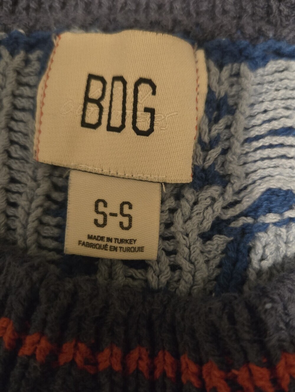 Urban Outfitters BDG Marlon Spliced Sweater Distressed Fringe Deadstock Small - Picture 2 of 8